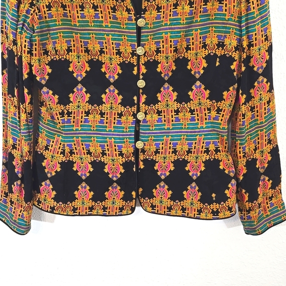 Safe Silk by Adrianna Papell 100% Silk Asian Inspired Blouse/Jacket, size 10 - Picture 3 of 7